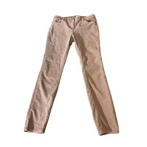 MS Collection Womens Corduroy Pants Size 14M Beige  Pockets Tapered Let Preppy